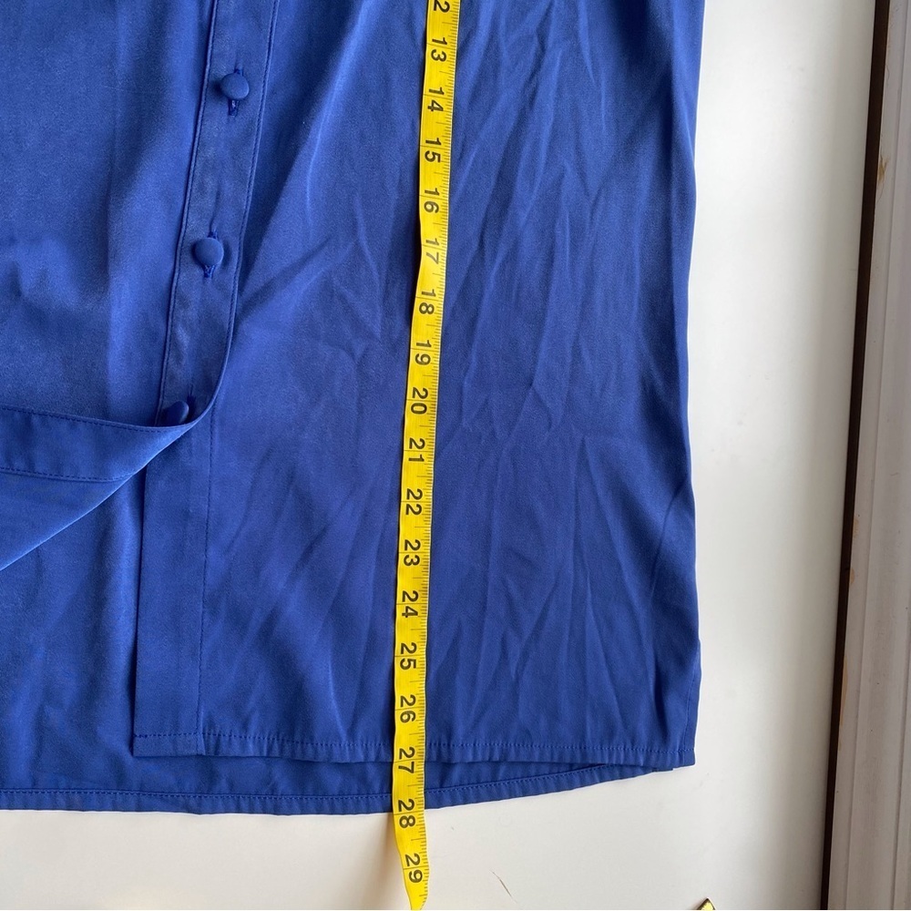 Vintage Tilley Silks Microfibre Button Down Blouse Woman Medium Blue Dopamine - Picture 10 of 14